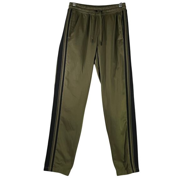 Athletic Works Army Green Black Striped Elastic Waist Joggers Reg Size S 28-30 - Picture 1 of 5